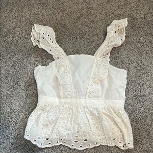 Elegant White Eyelet Lace Top